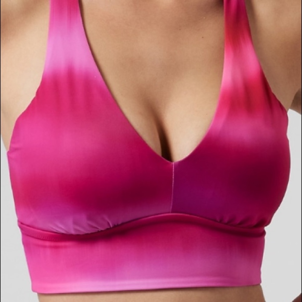 NWT Athleta Plunge Bikini Top D-DD in Surf Blur Fuchsia